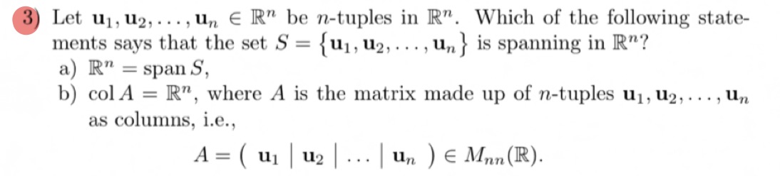 Math span and basis?linear independence?Math