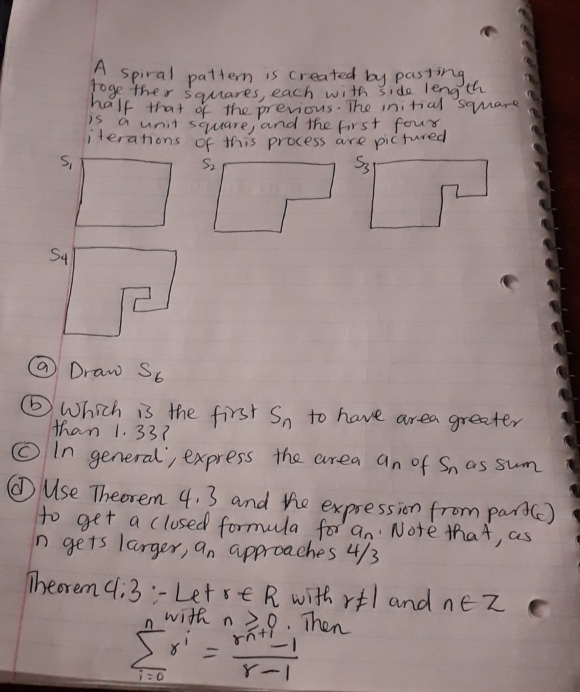 Solve this problem A spiral pattern is created by