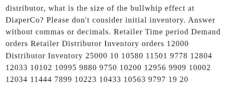 distributor, what is the size of the bullwhip