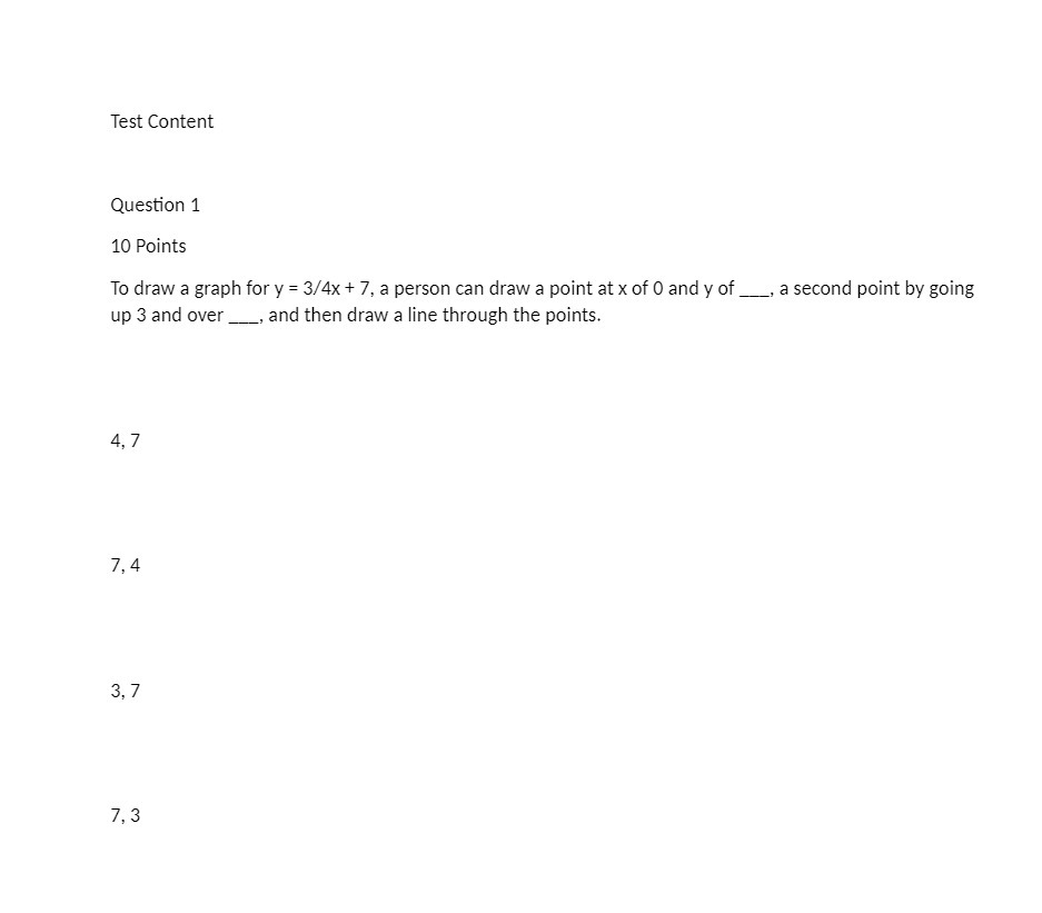 Test Content Question 1 10 Points To draw a graph