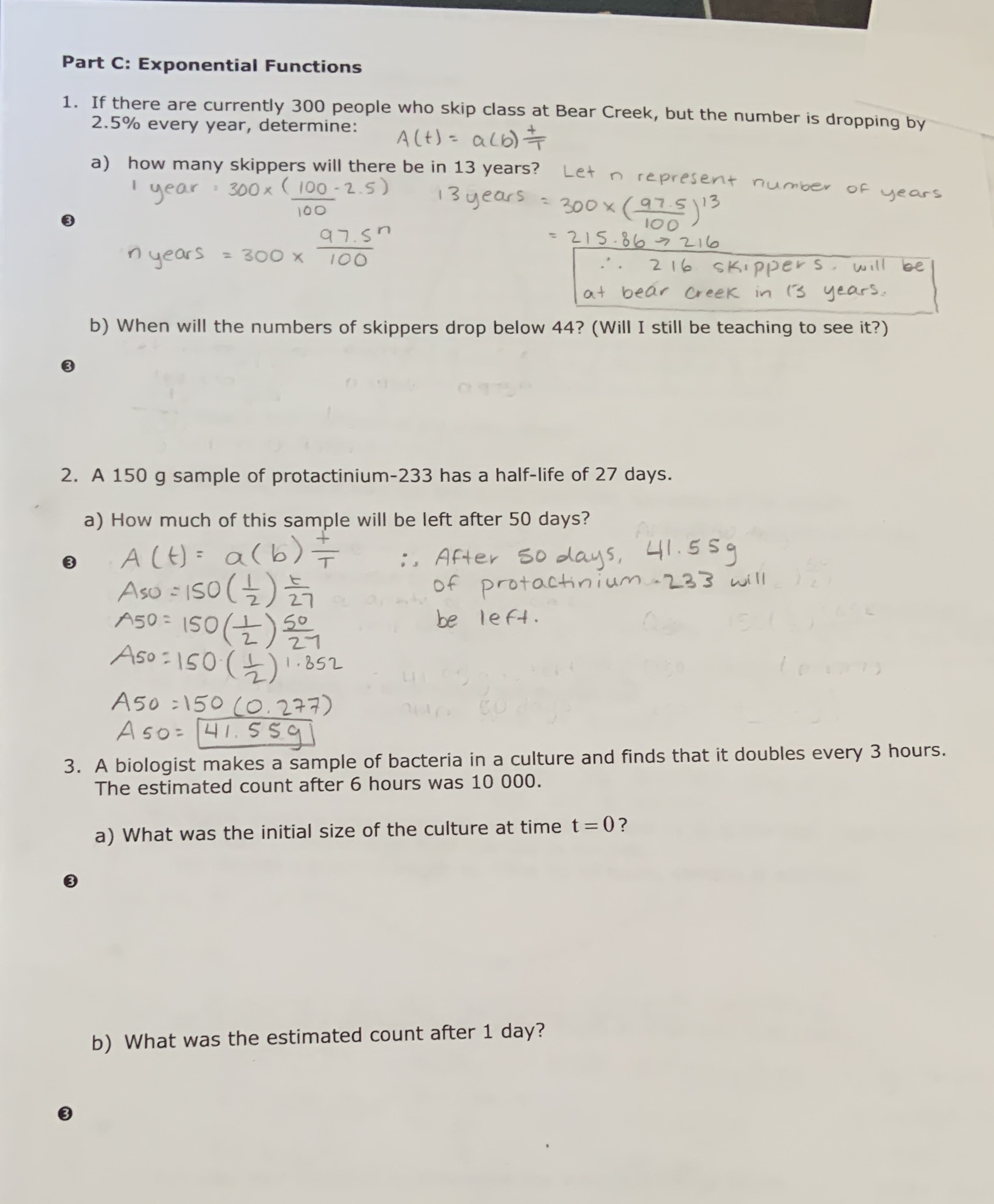 Hello! I need help with 1b and I cannot use log