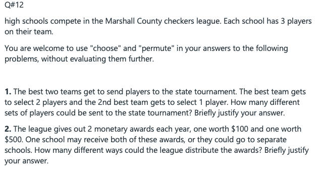 Q#12 high schools compete in the Marshall County