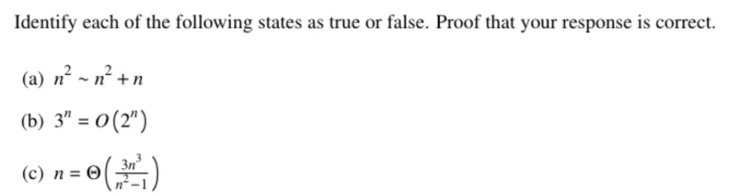 Discrete Math about asymptotic behavior Identify