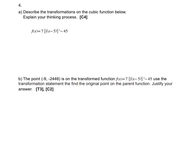 Describe the transformations on the cubic