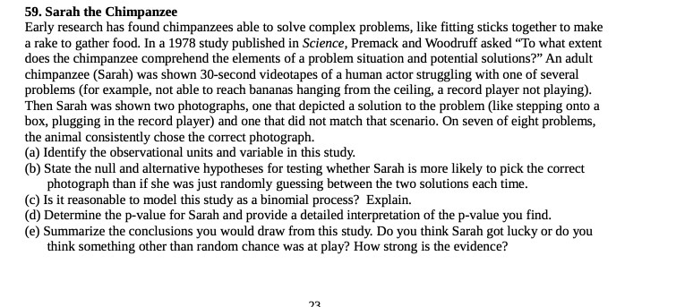 59. Sarah the Chimpanzee Early research has found