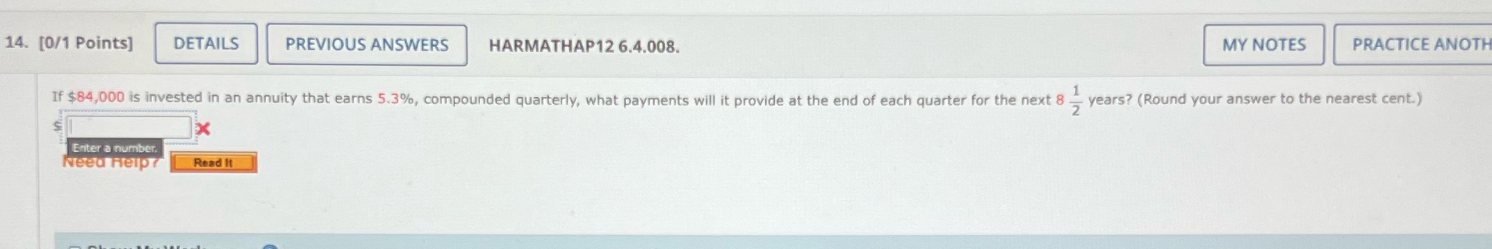 14. [0/1 Points] DETAILS PREVIOUS ANSWERS