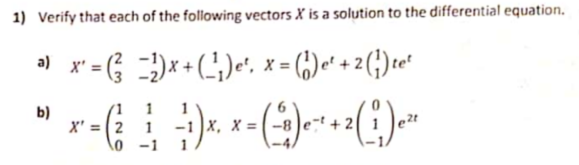 practice question 1) Verify that each of the