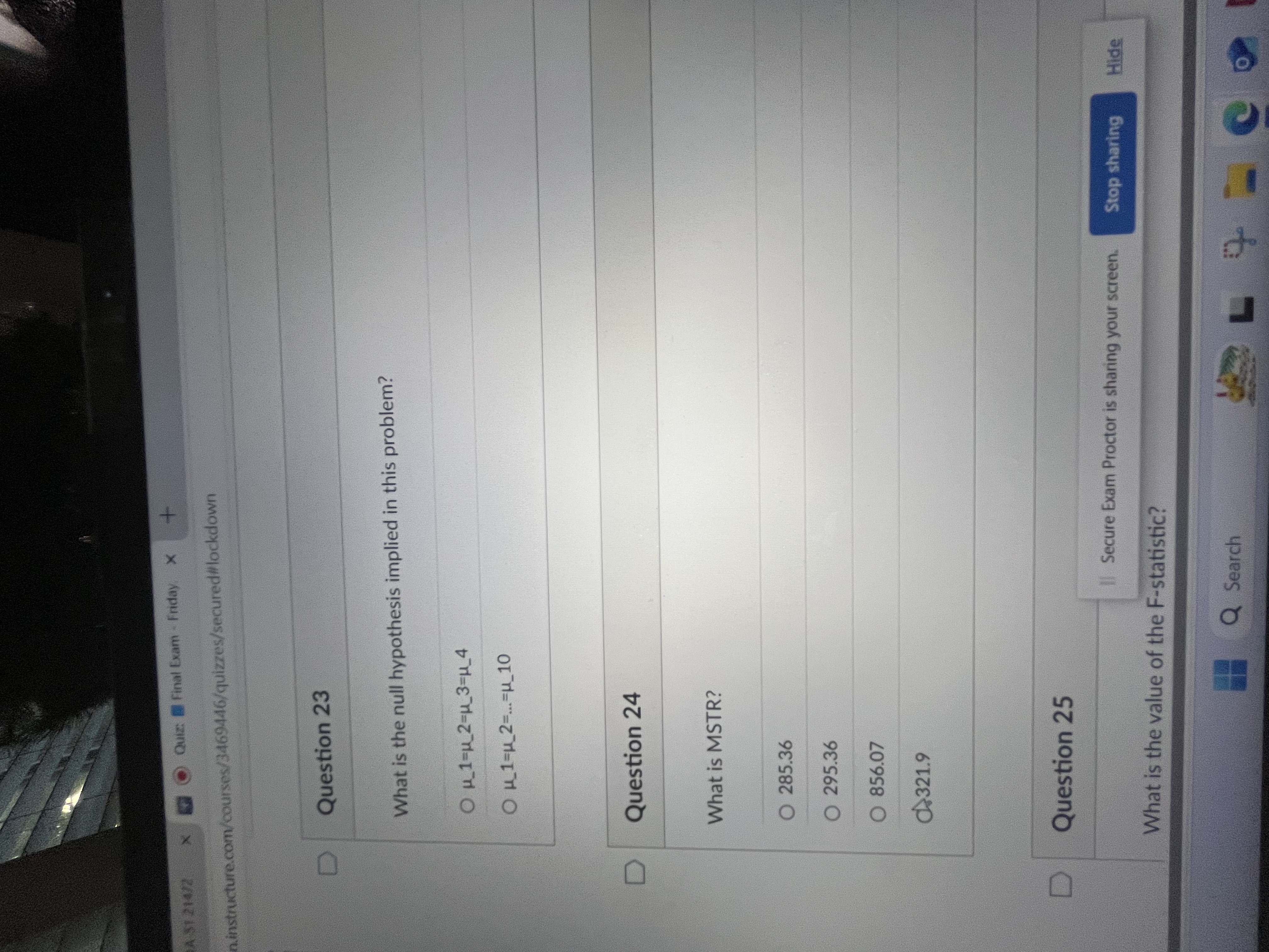 Quiz: Final Exam - Friday X +