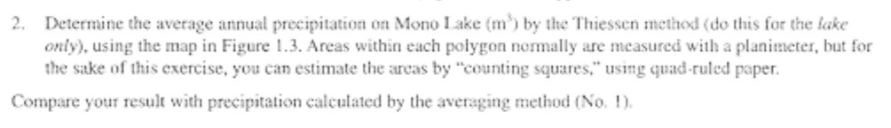 2. Determine the average annual precipitation on