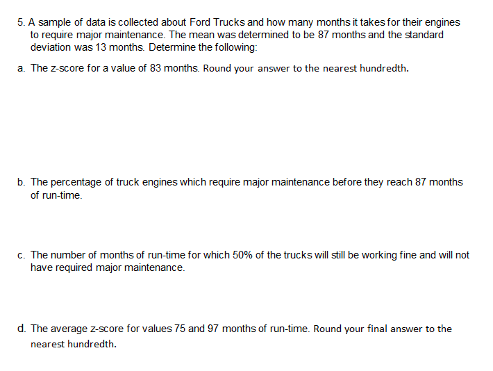 5. A sample of data is collected about Ford
