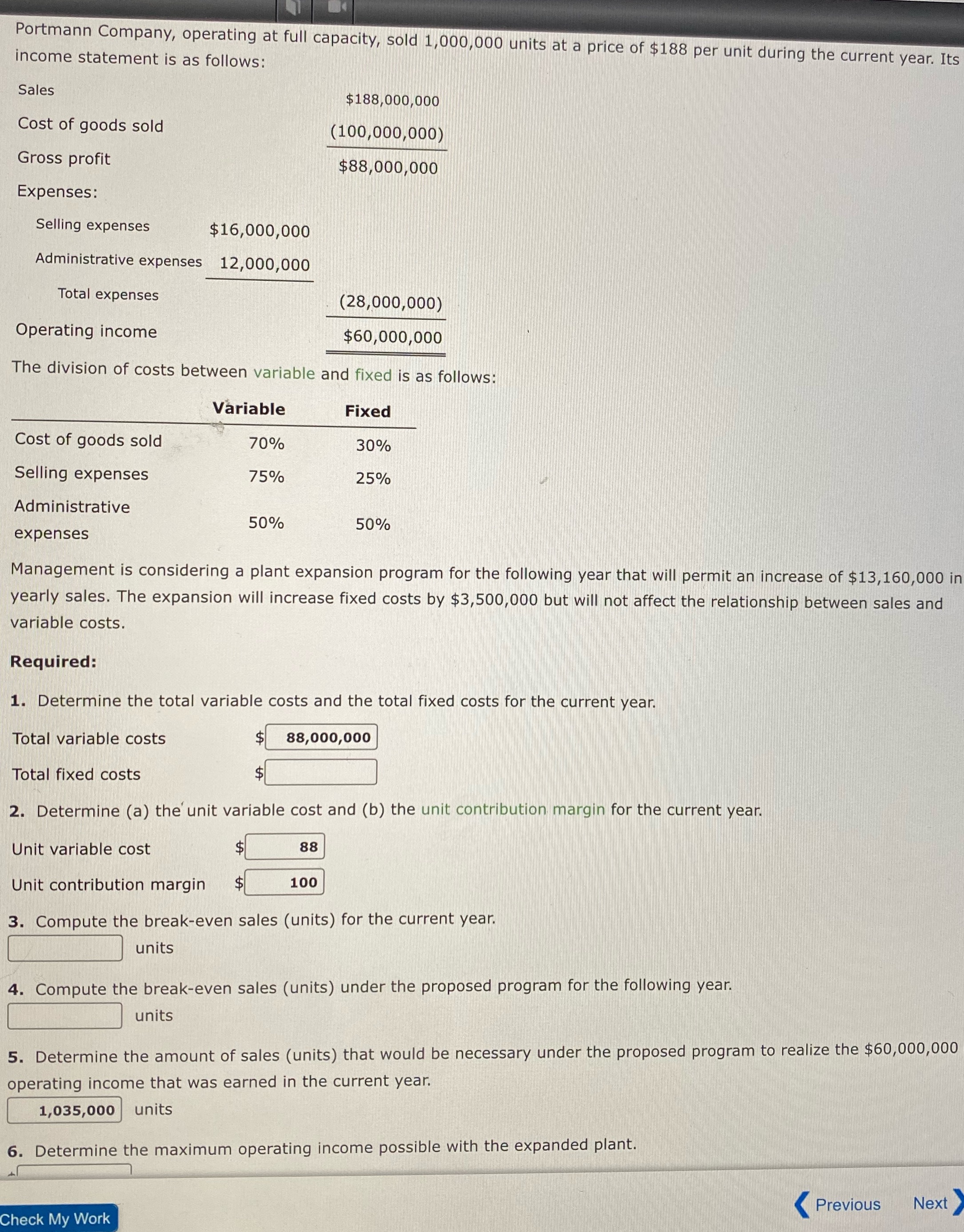 Portmann Company, operating at full capacity,