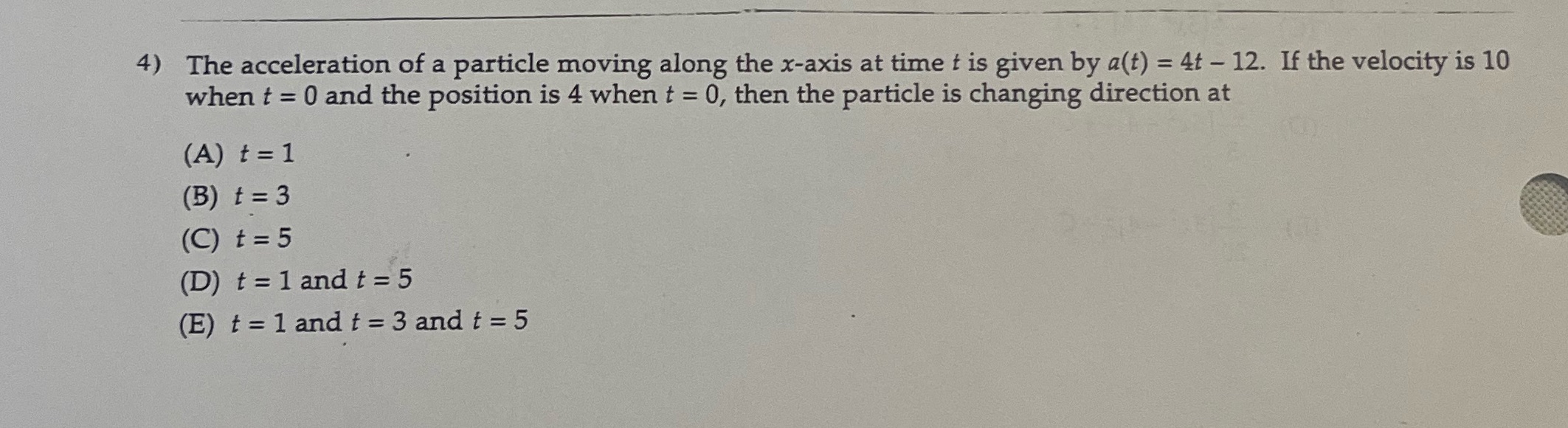 Hello hello 4) The acceleration of a particle