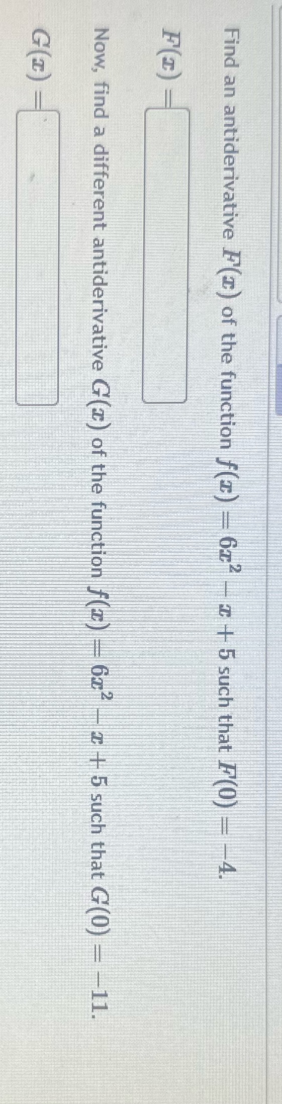 Find an antiderivative F(I) of the function f(I)