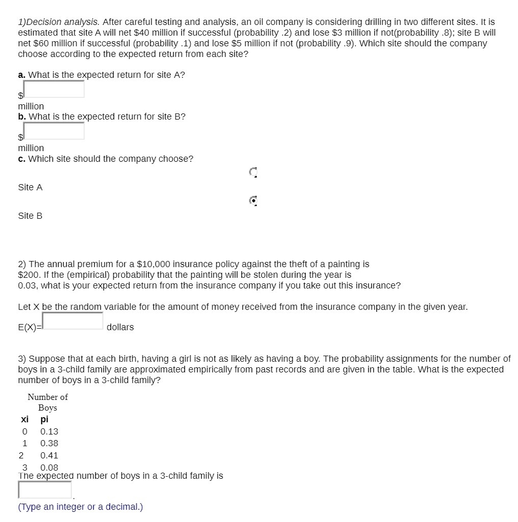 1)Decision anaiysis. After careful testing and