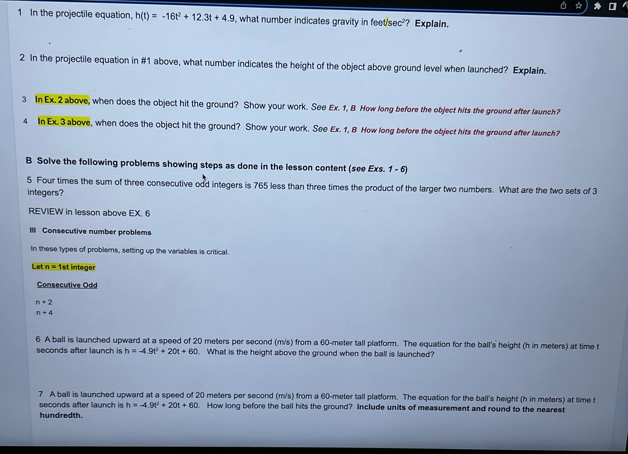 Answer 1-7 and show work please 1 In the