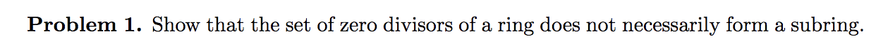 ............ Problem 1. Show that the set of zero