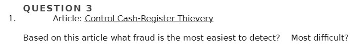 QUESTION 3 1. Article: Control Cash-Register