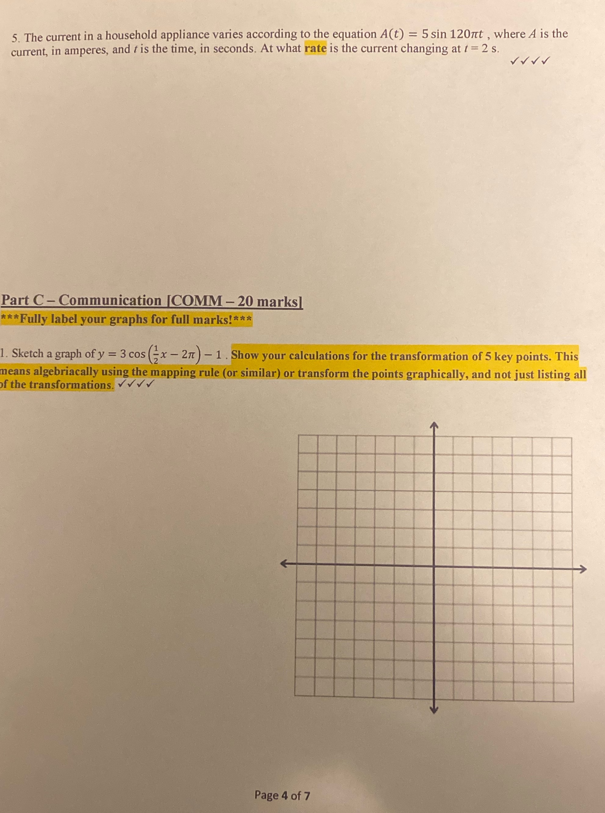 5. The current in a household appliance varies