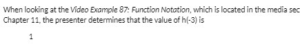 When looking at the Video Example 87: Function
