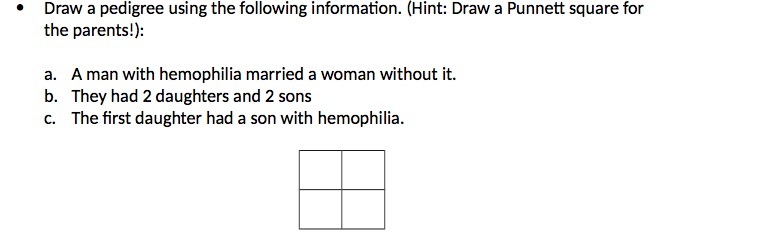 Draw a pedigree using the following information.