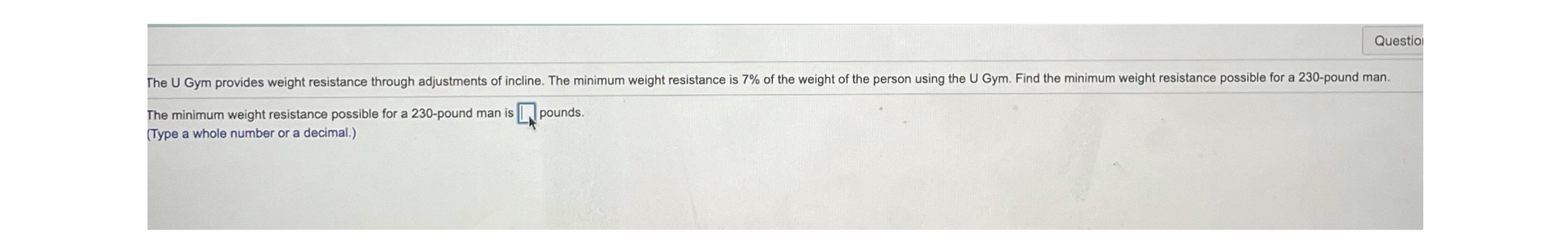HELP ASAP Questio The U Gym provides weight