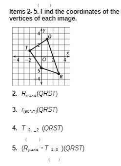 Items 2-5. Find the coordinates of the vertices