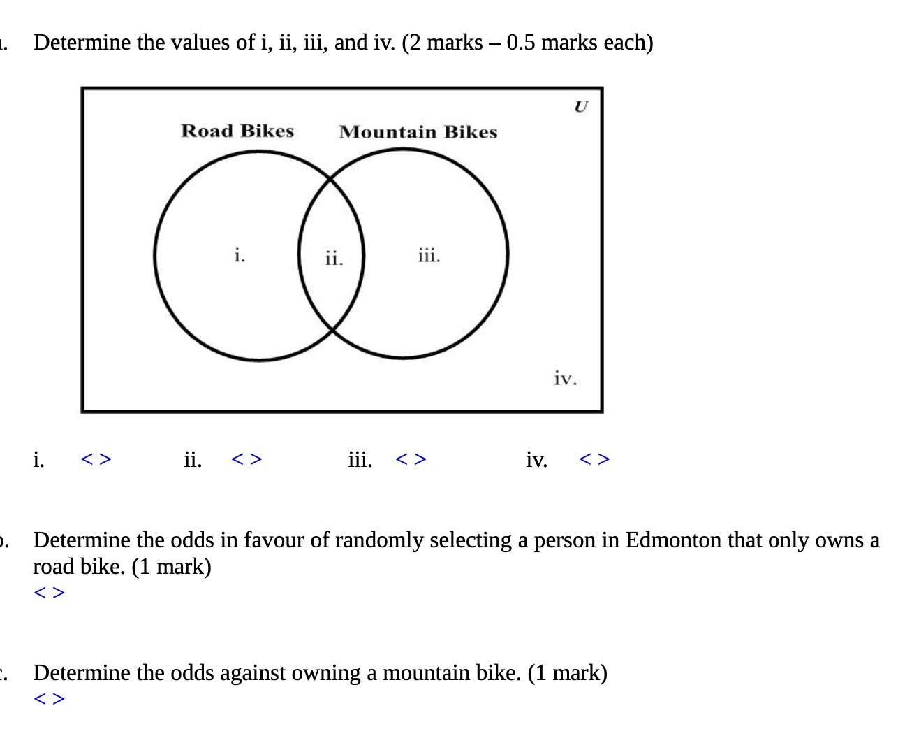 1. Determine the values of i, ii, iii, and iv. (2