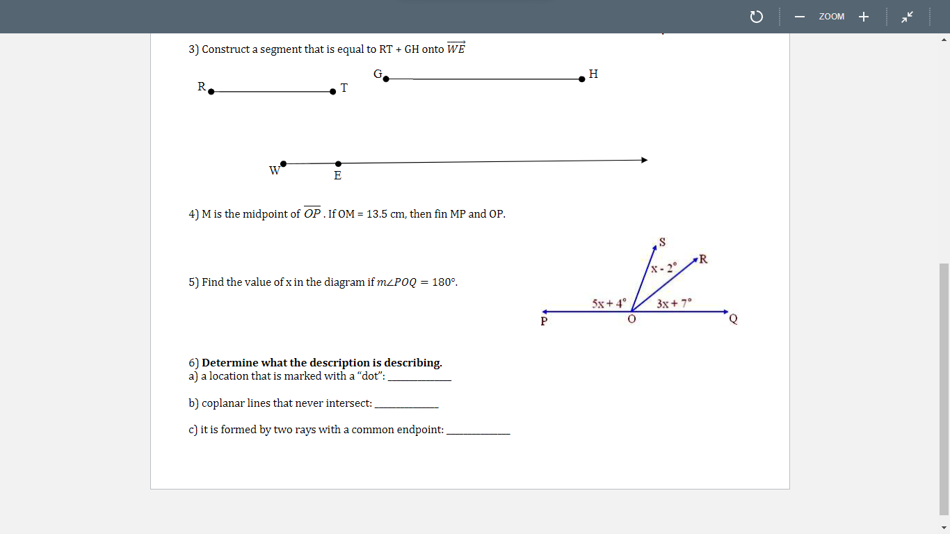 ZOOM + Name: Date: Period: 1) In the diagram,
