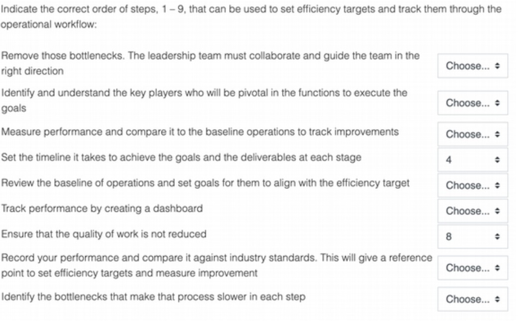 Indicate the correct order of steps. I - 9. that