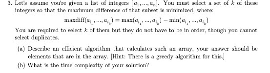 3. Let's assume you're given a list of