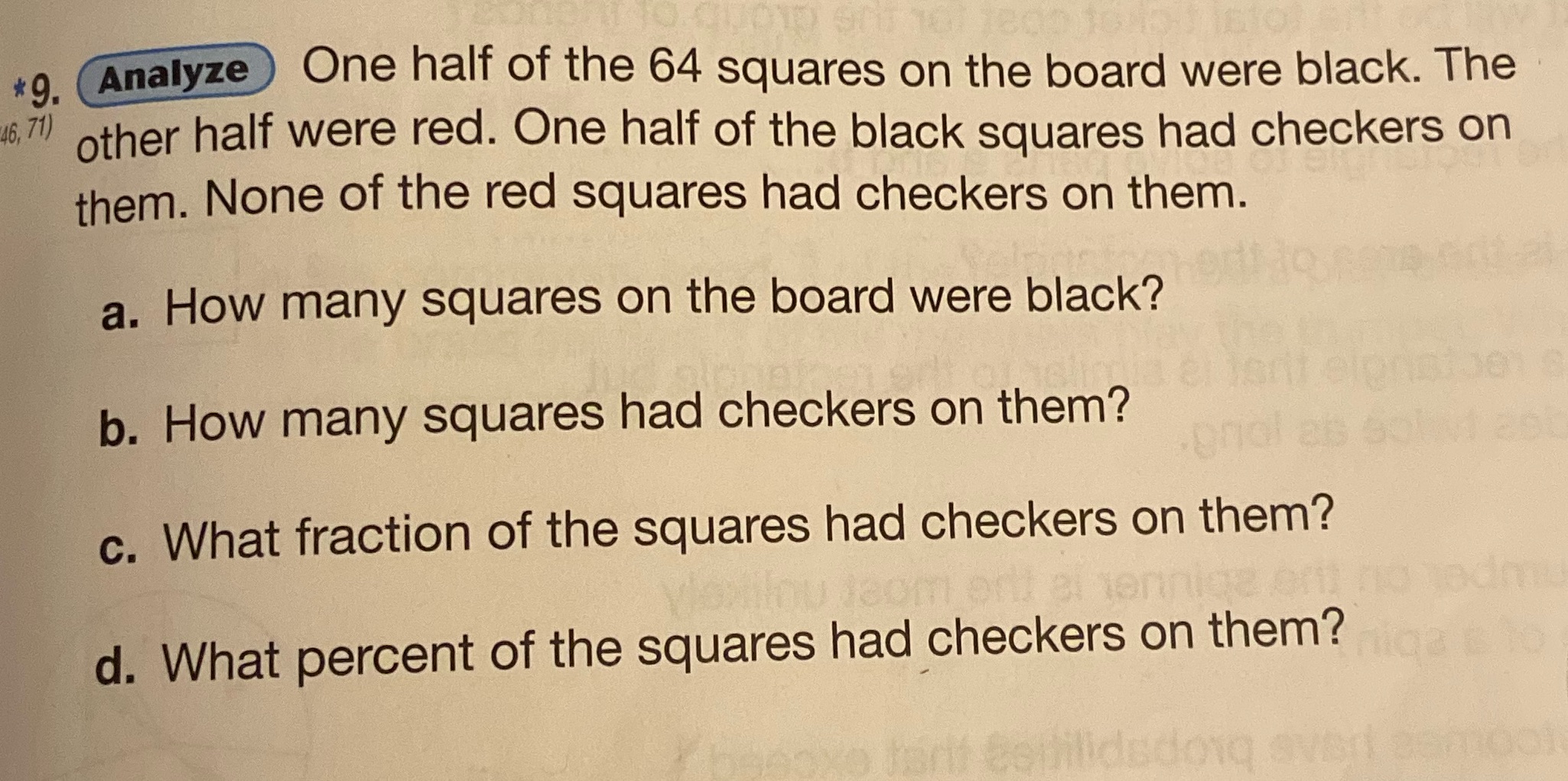 *9. Analyze One half of the 64 squares on the