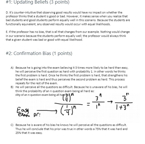 #1: Updating Beliefs (3 points) D. It's