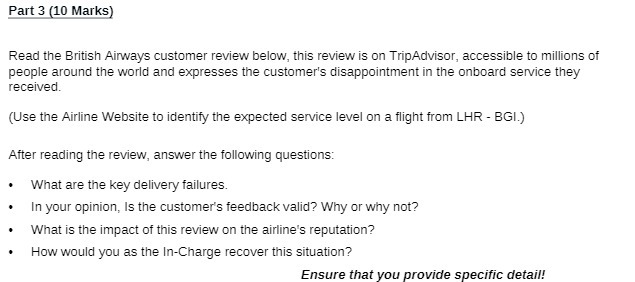 Part31 Marks] Read the British Airways customer