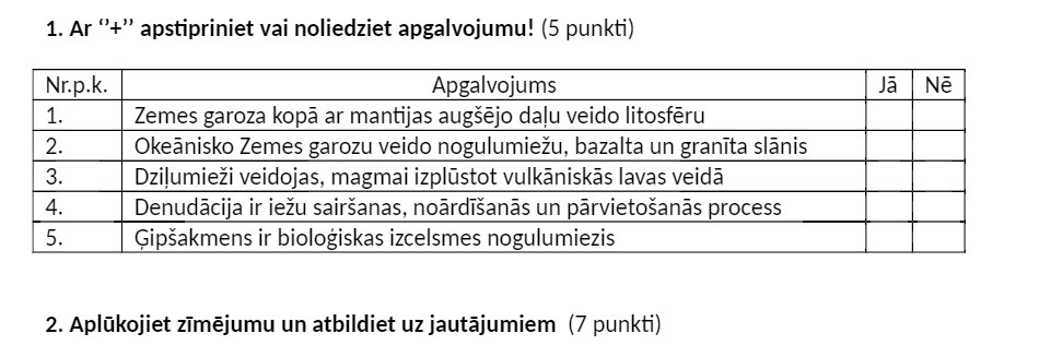 1. Ar "+" apstipriniet vai noliedziet