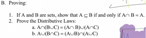 B. Proving: 1. If A and B are sets, show that A c