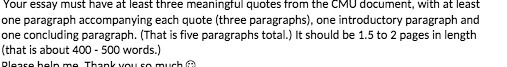 Your essay must have at least three meaningful