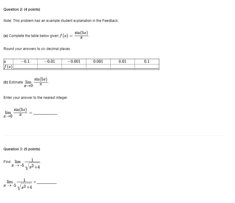 Question 2: (4 points) Note: This problem has an