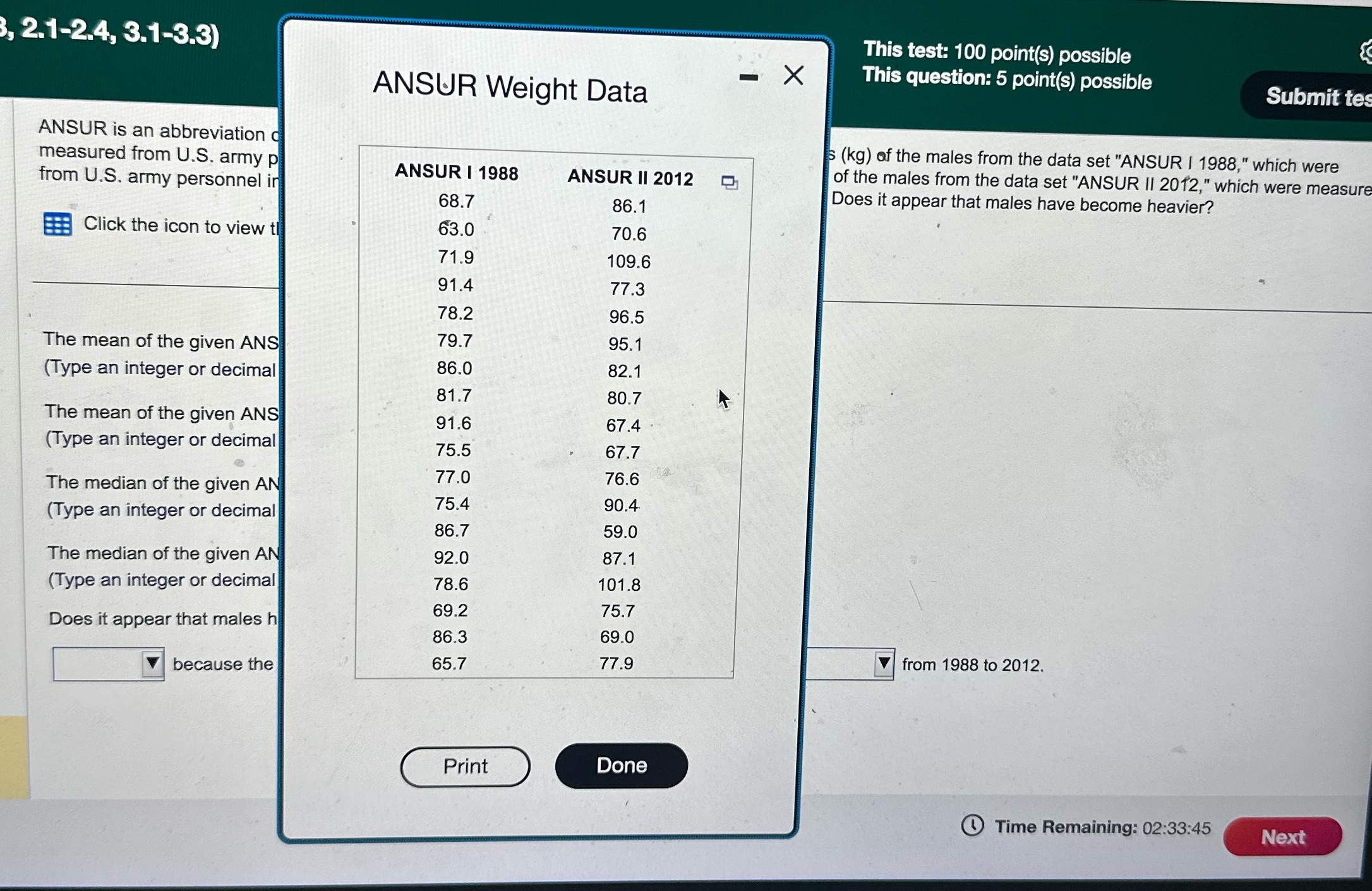 Please help T | -24, 31 -3_3) Th.is test: 1 00