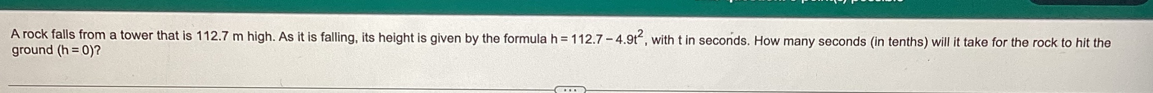 A rock falls from a tower that is 112.7 m high.
