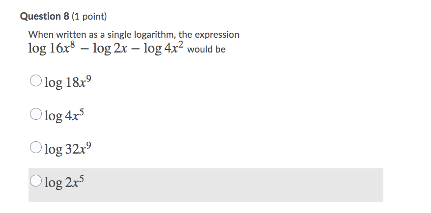 Question 7 (1 point) A list of statements about