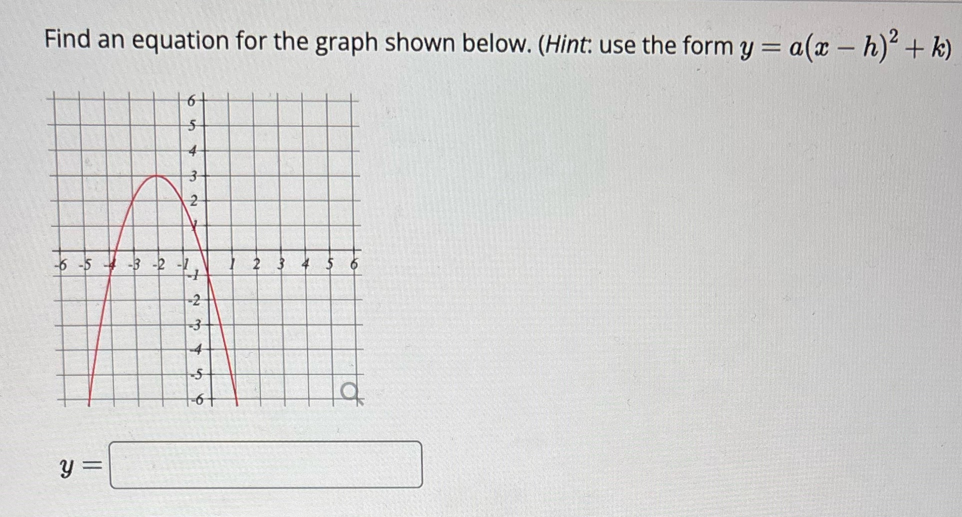 Help solve Find an equation for the graph shown