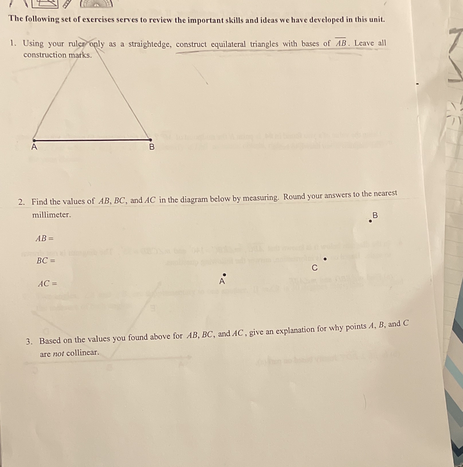 The following set of exercises serves to review