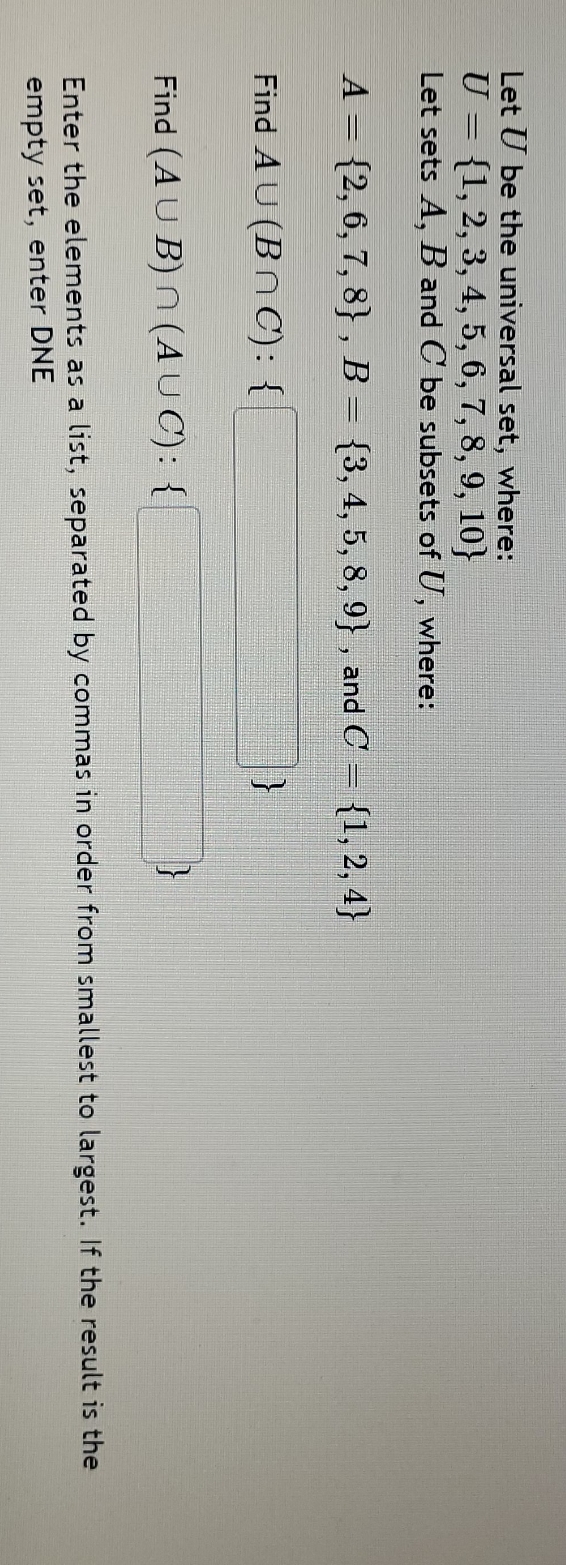 pls advise, thanks Let U be the universal set,