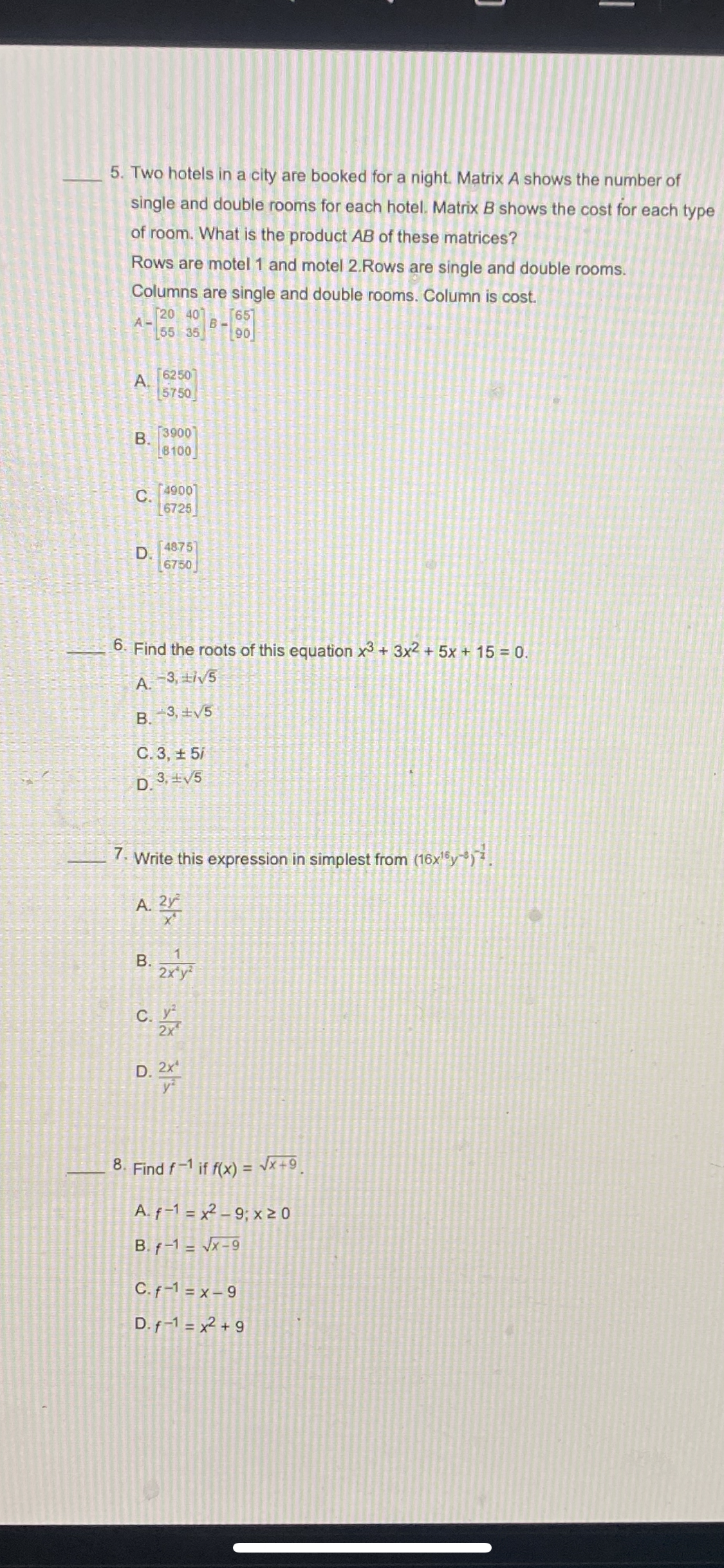 15. Find the range of this function y - -1 -v4x +
