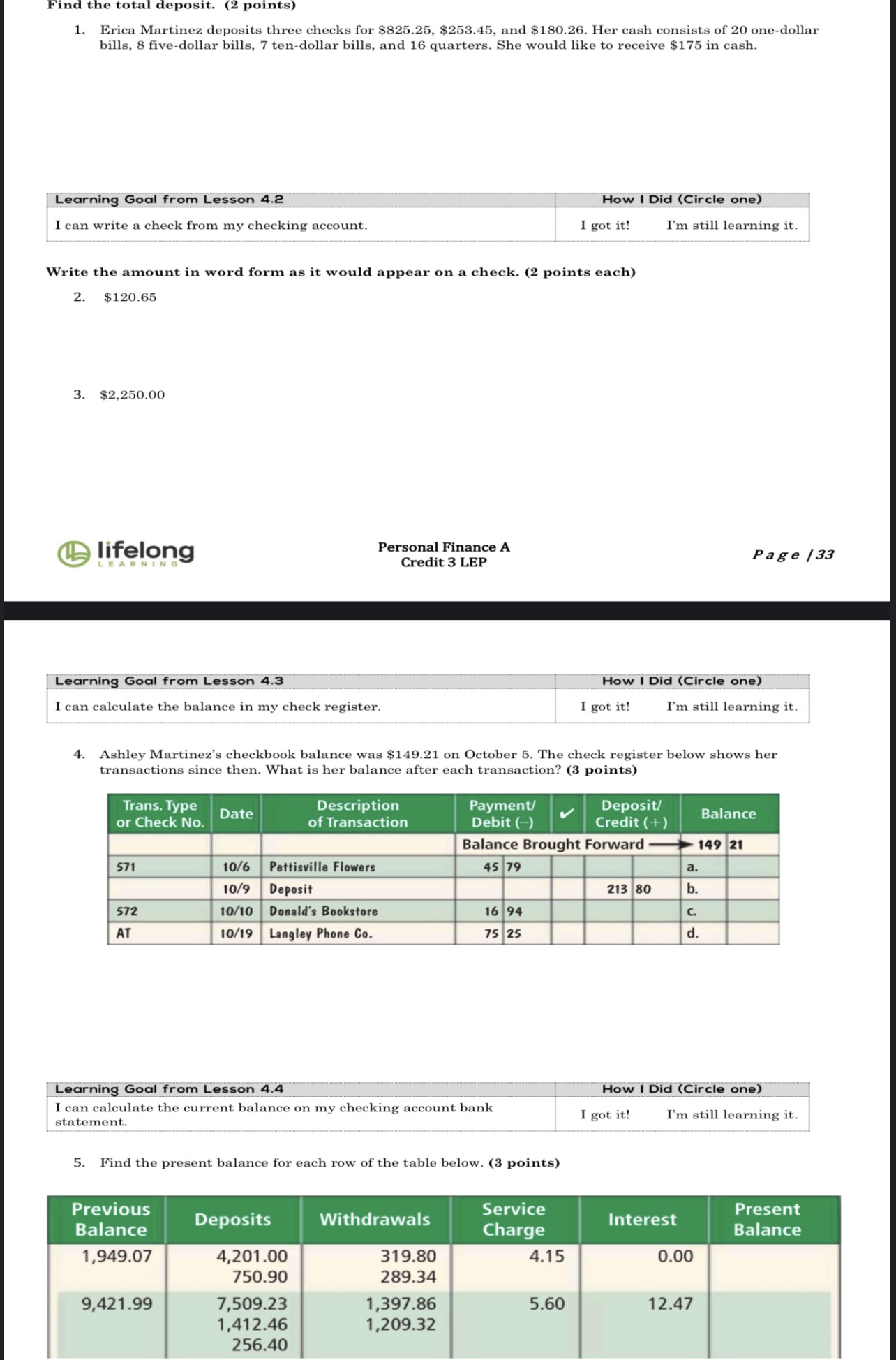 Please solve and show work Find the total