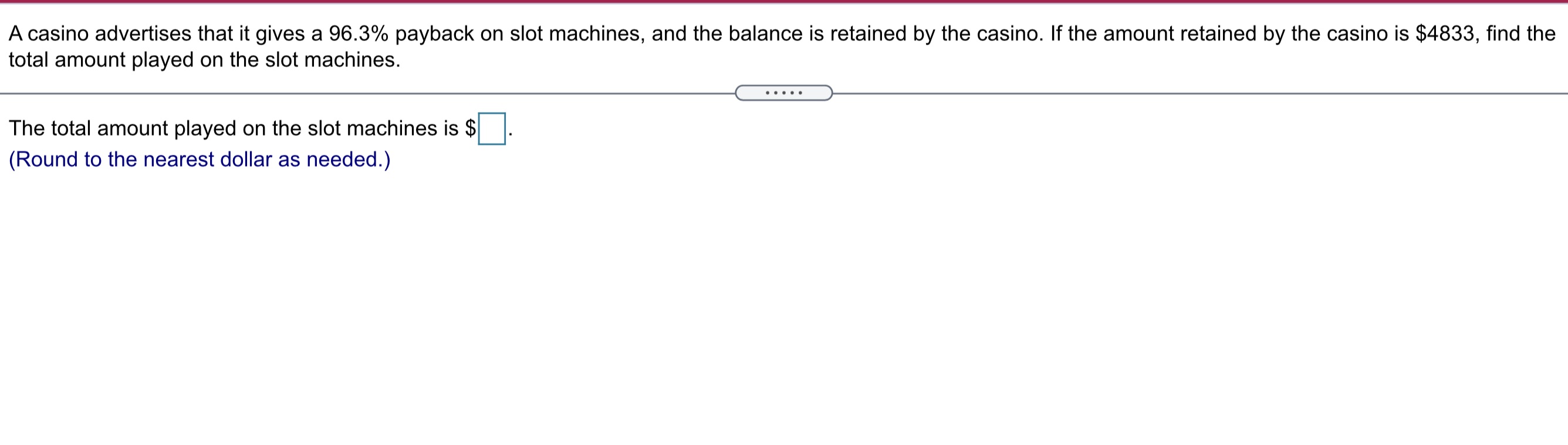 Acasino advertises that it gives a 96.3% payback