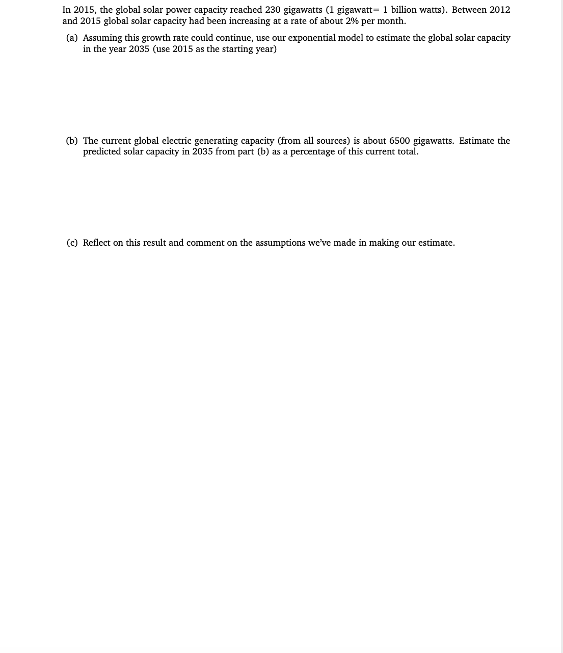 question attached. In 2015, the global solar