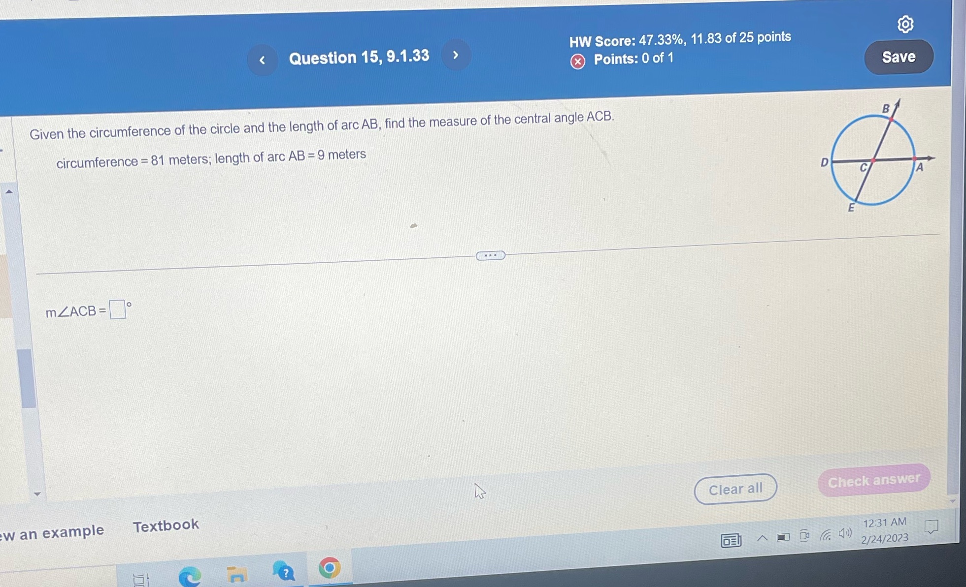 Question 15, 9.1.33 HW Score: 47.33%, 11.83 of 25