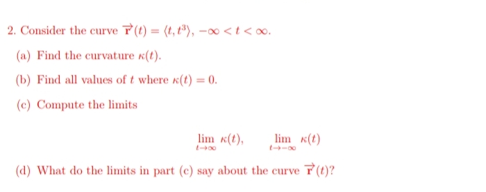 Show your workings please 2. Consider the curve