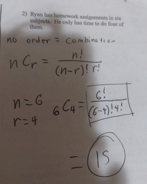 2) Ryan has homework assignments in six them.